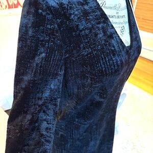 Tahari NWT Elegant Blue Black Velvet Dress Large